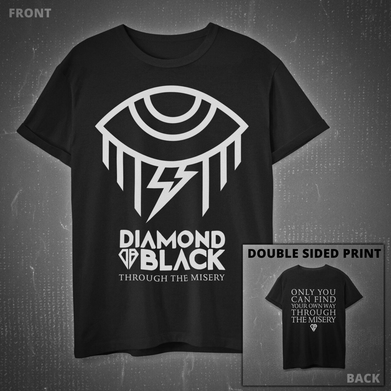 "Through The Misery" Black & White Icon T-Shirt image 0